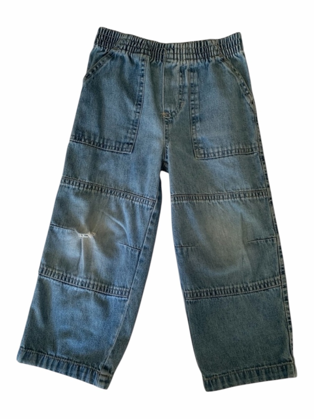 Vintage Faded Glory Jeans Boys Size 4T Blue Denim Pull Up Style Elastic Waist